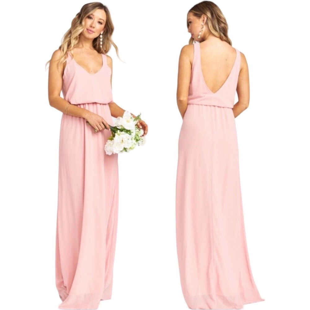 NWT Show Me Your Mumu Kendall Soft V-Back Maxi Gown Dress Large Pink Crisp